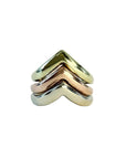 Bague jonc trois or de forme chevrons des années 80