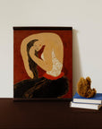 Tableau Laque Portrait de femme par Dinh Hanh, 1993, représentant un portrait féminin élégant avec style artistique.