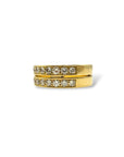 Alliance en or jaune 18 carats à double rangs de diamants, bague vintage vue de profil