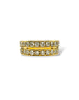Alliance en or jaune 18 carats à double rangs de diamants, bague vintage.