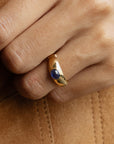 Bague saphir cabochon en or jaune|Années 1980