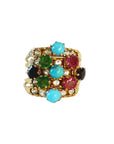 bague de harem en or et pierres précieuses, vue de détail des pierres.