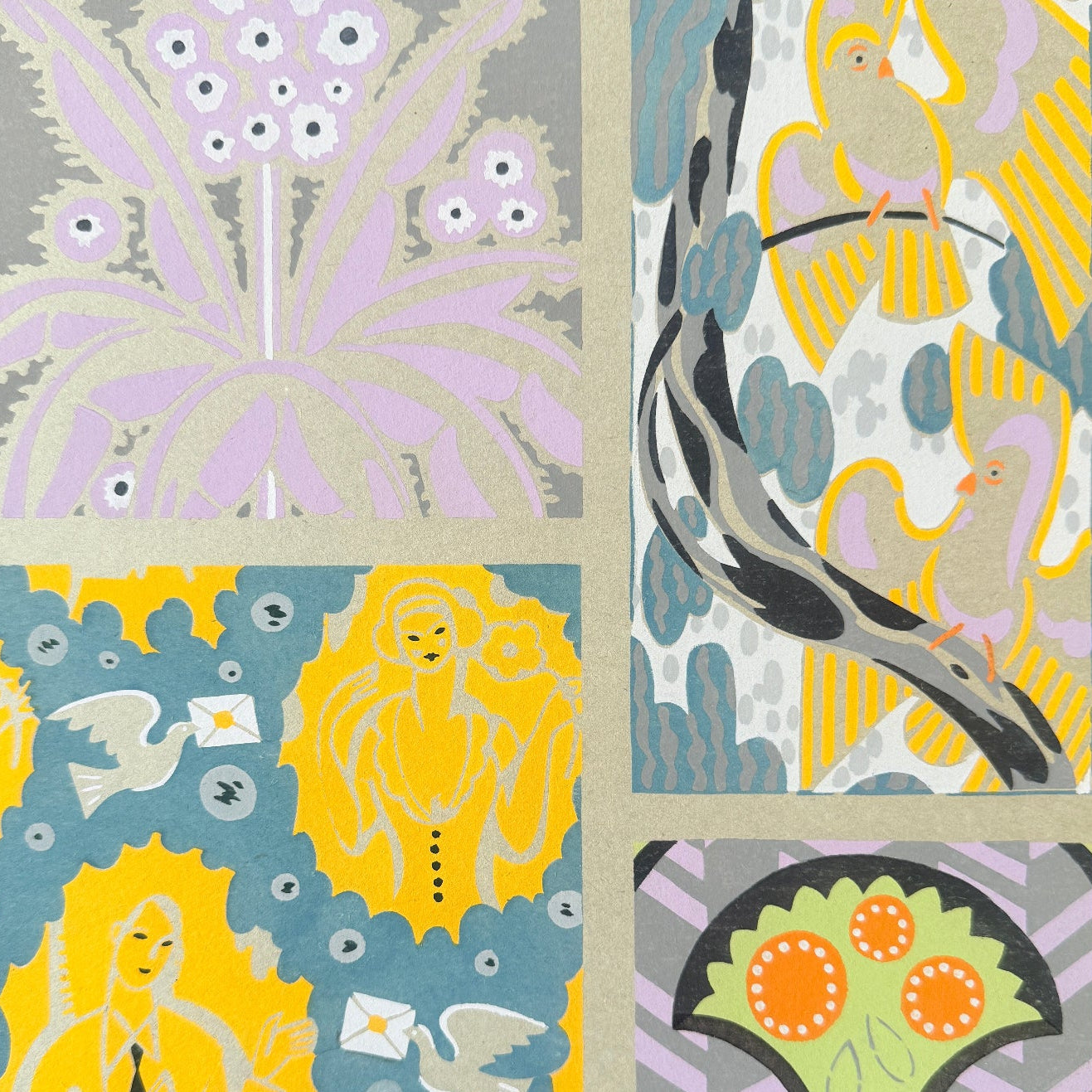 Gouache Art déco de Jacques Camus,  réalisé dans les années 1920 et édité par A. Calavas à Paris, œuvre colorée emblématique de l’Art déco, idéale pour collectionneur ou décoration d’intérieur raffinée.