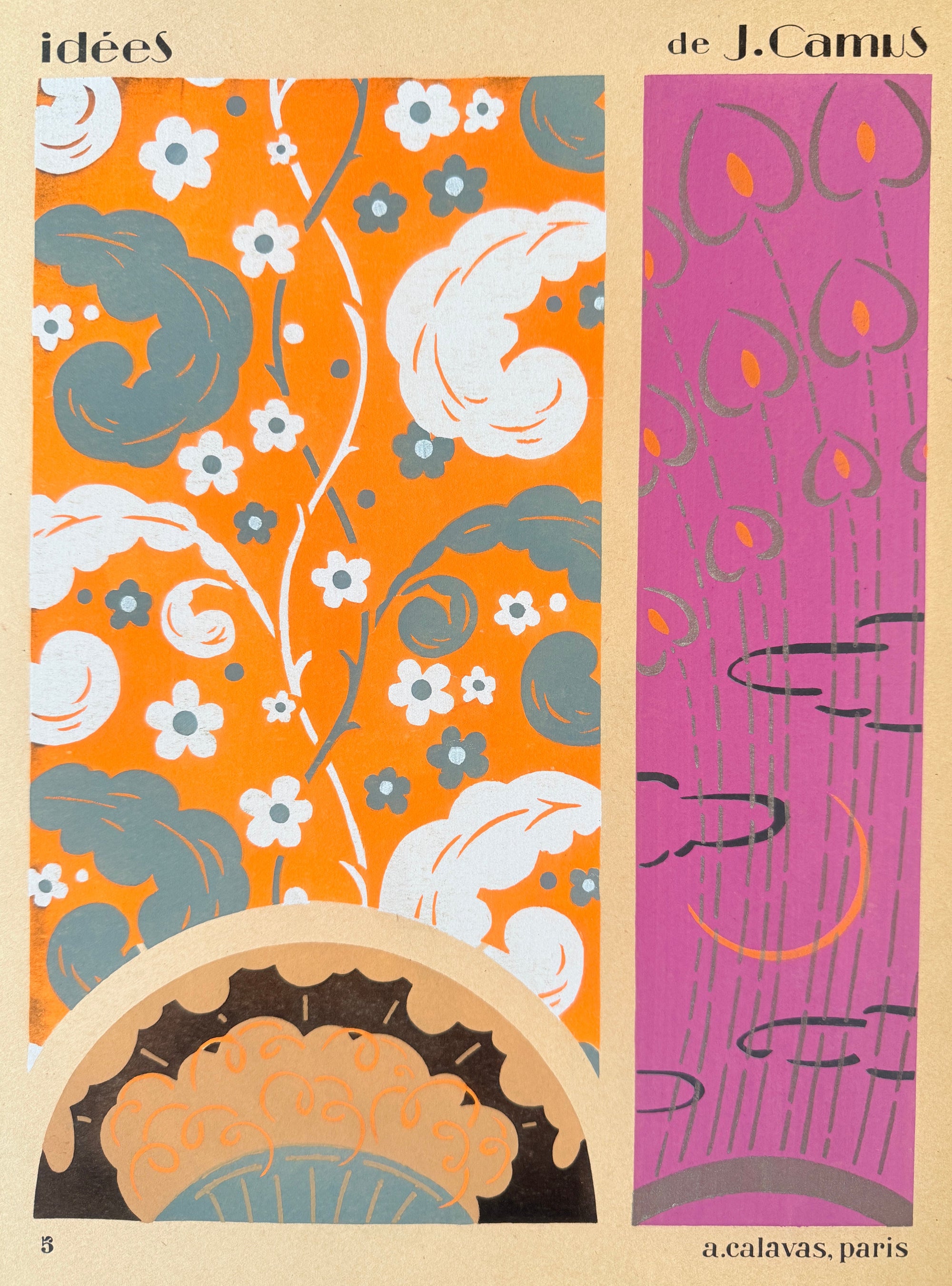 Gouache Art déco de Jacques Camus,  réalisé dans les années 1920 et édité par A. Calavas à Paris, œuvre colorée emblématique de l’Art déco, idéale pour collectionneur ou décoration d’intérieur raffinée.