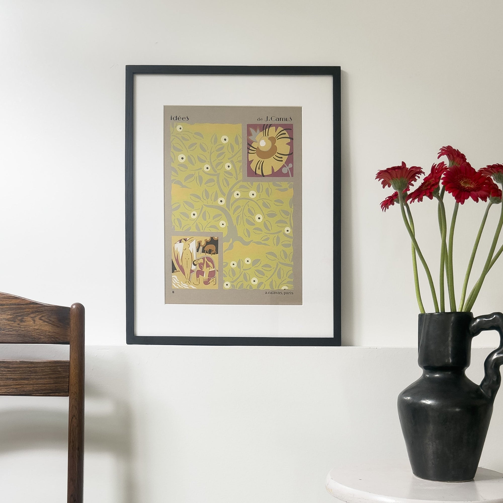 Tableau de Jacques Camus, gouache encadrée art déco.