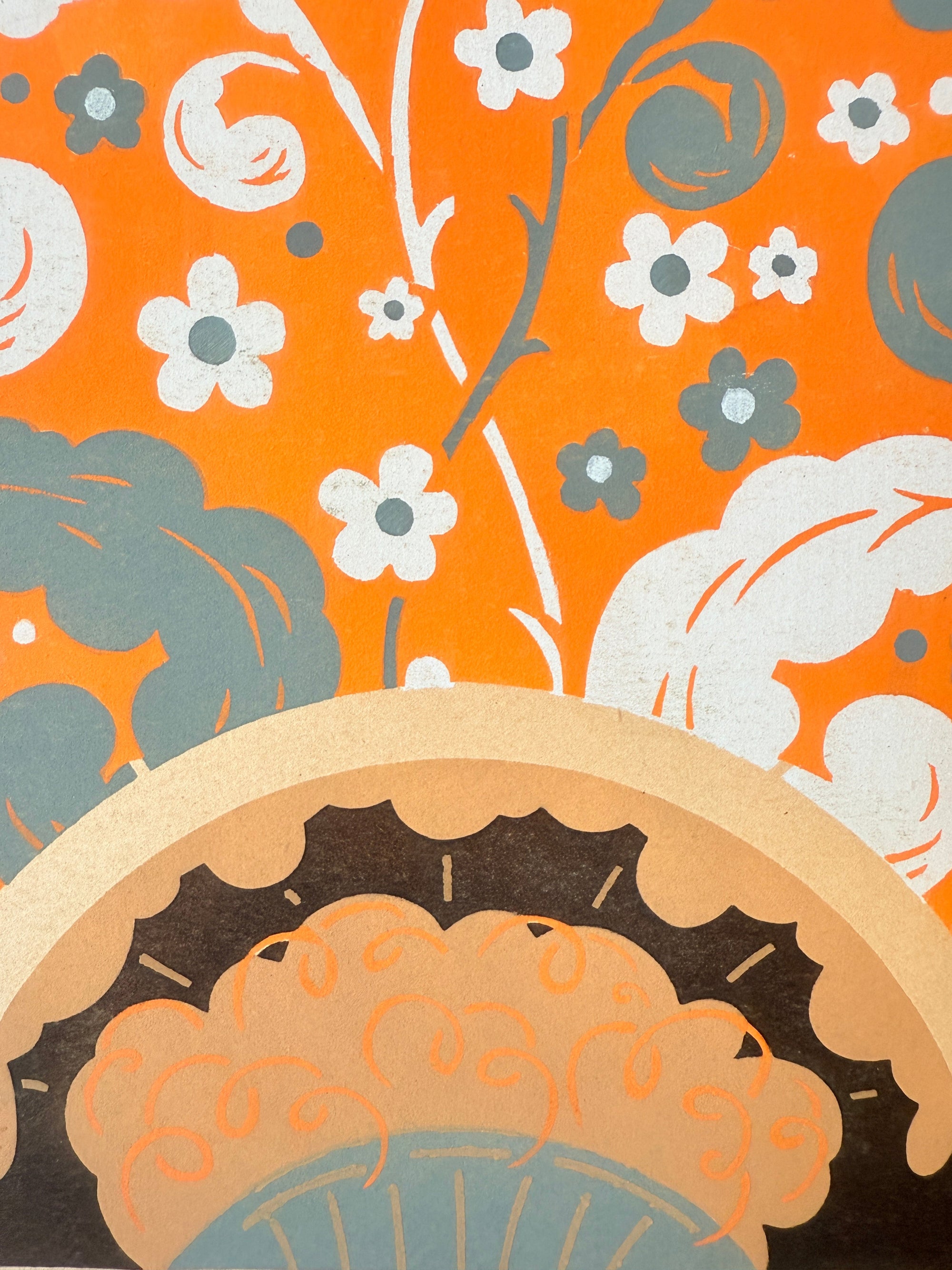 Gouache Art déco de Jacques Camus,  réalisé dans les années 1920 et édité par A. Calavas à Paris, œuvre colorée emblématique de l’Art déco, idéale pour collectionneur ou décoration d’intérieur raffinée.