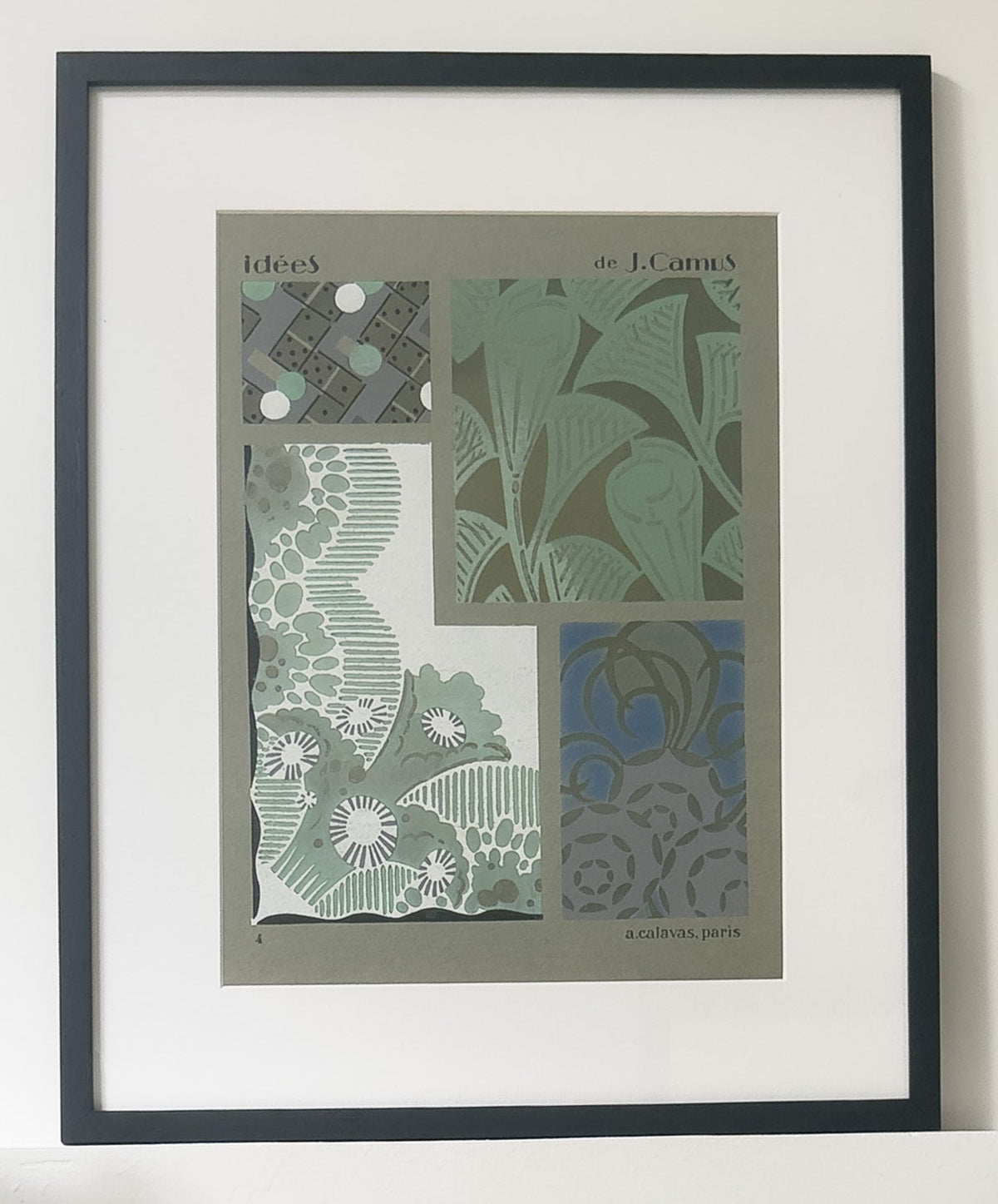 Gouache Art déco de Jacques Camus,  réalisé dans les années 1920 et édité par A. Calavas à Paris, œuvre colorée emblématique de l’Art déco, idéale pour collectionneur ou décoration d’intérieur raffinée.