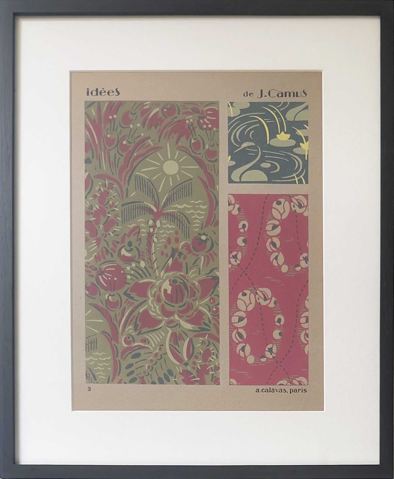 Gouache Art déco de Jacques Camus,  réalisé dans les années 1920 et édité par A. Calavas à Paris, œuvre colorée emblématique de l’Art déco, idéale pour collectionneur ou décoration d’intérieur raffinée.
