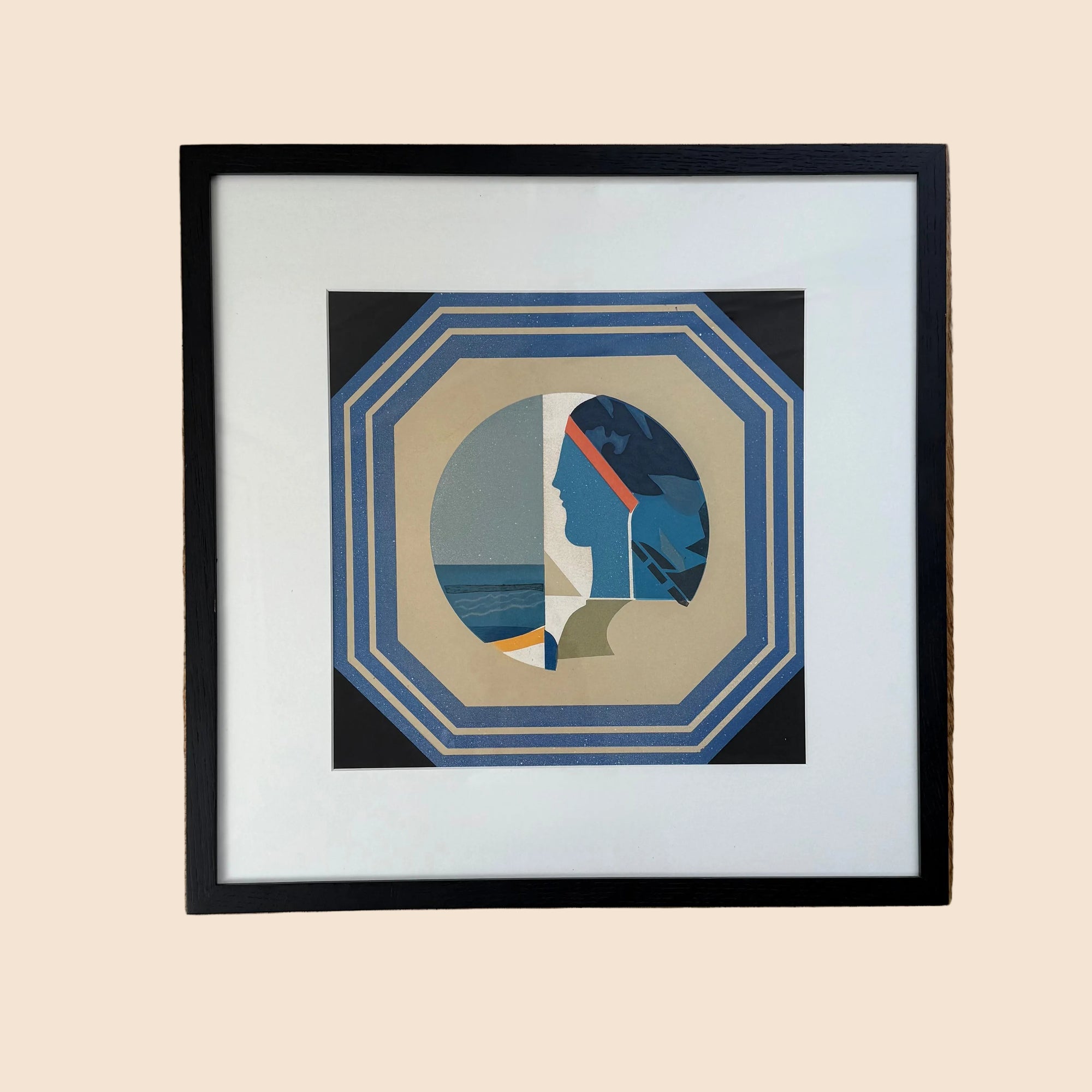 Estampe cubiste Profil de femme｜Max Papart, XXe siècle