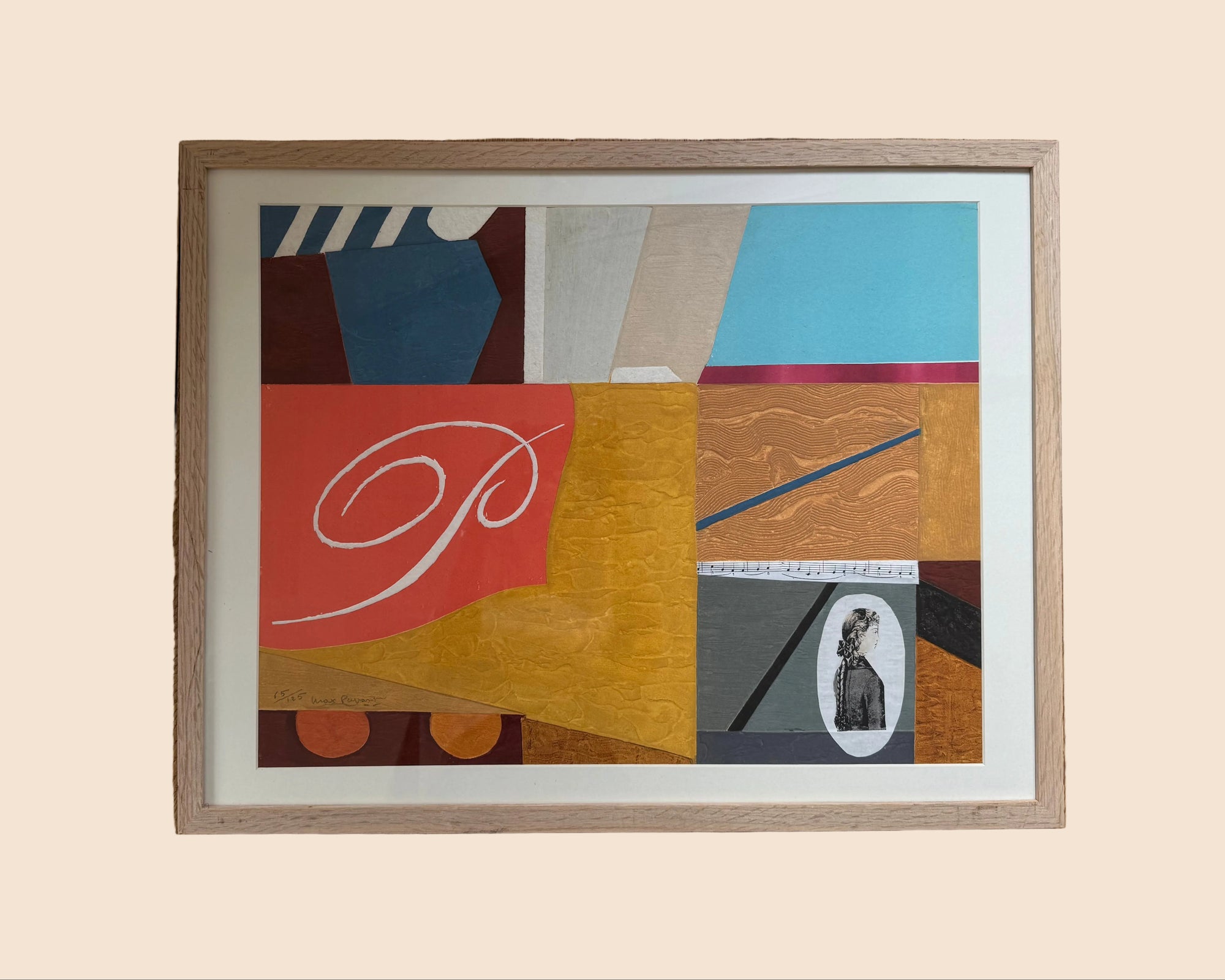 Estampe cubiste Partition de musique｜Max Papart, vers 1990