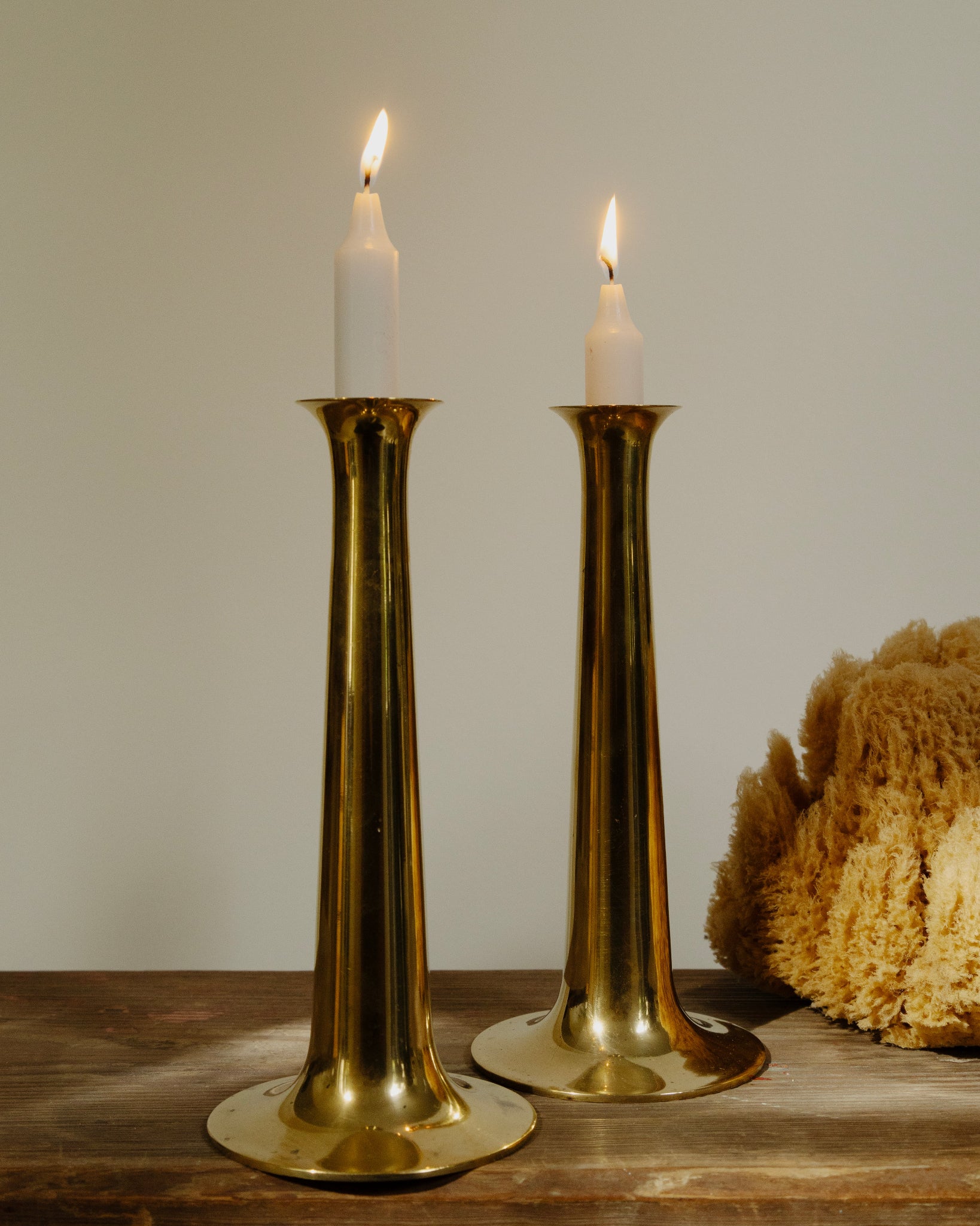 Bougeoirs en laiton Hans Bølling, design danois vintage XXe siècle