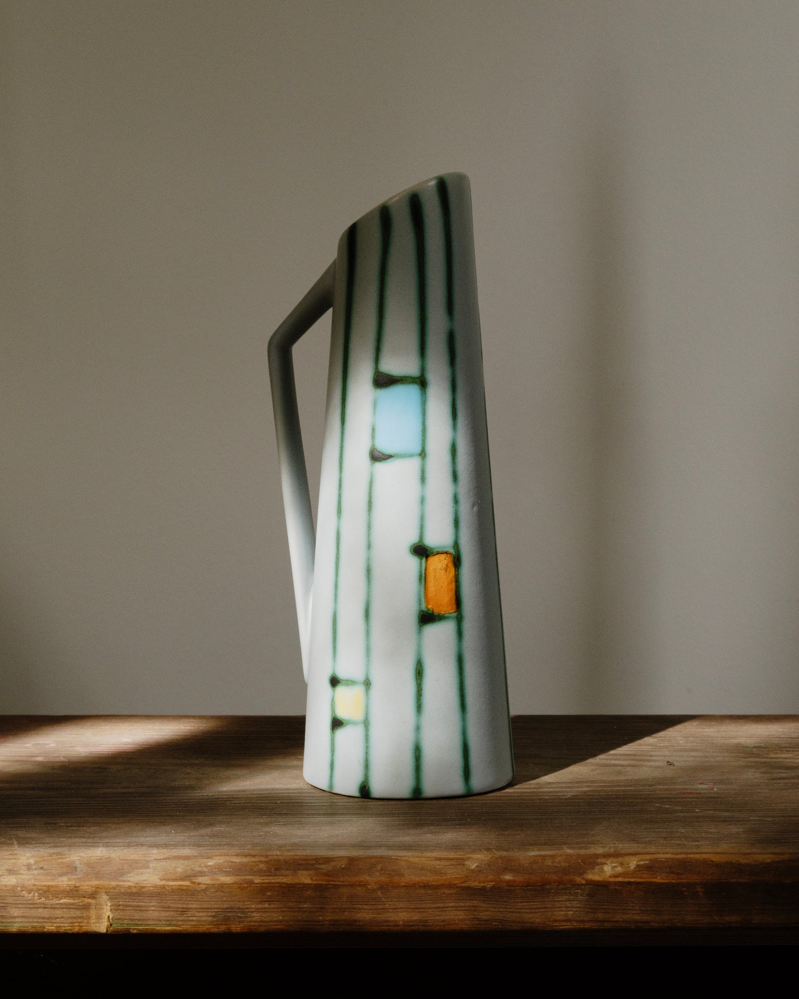 Vase vintage en céramique Fohr Keramik modèle 414-20, décor géométrique coloré, Allemagne