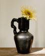 Vase vintage en céramique noire style Jouve, années 80