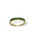 Demi-alliance en or jaune 18 carats sertie de neuf émeraudes naturelles, années 1990