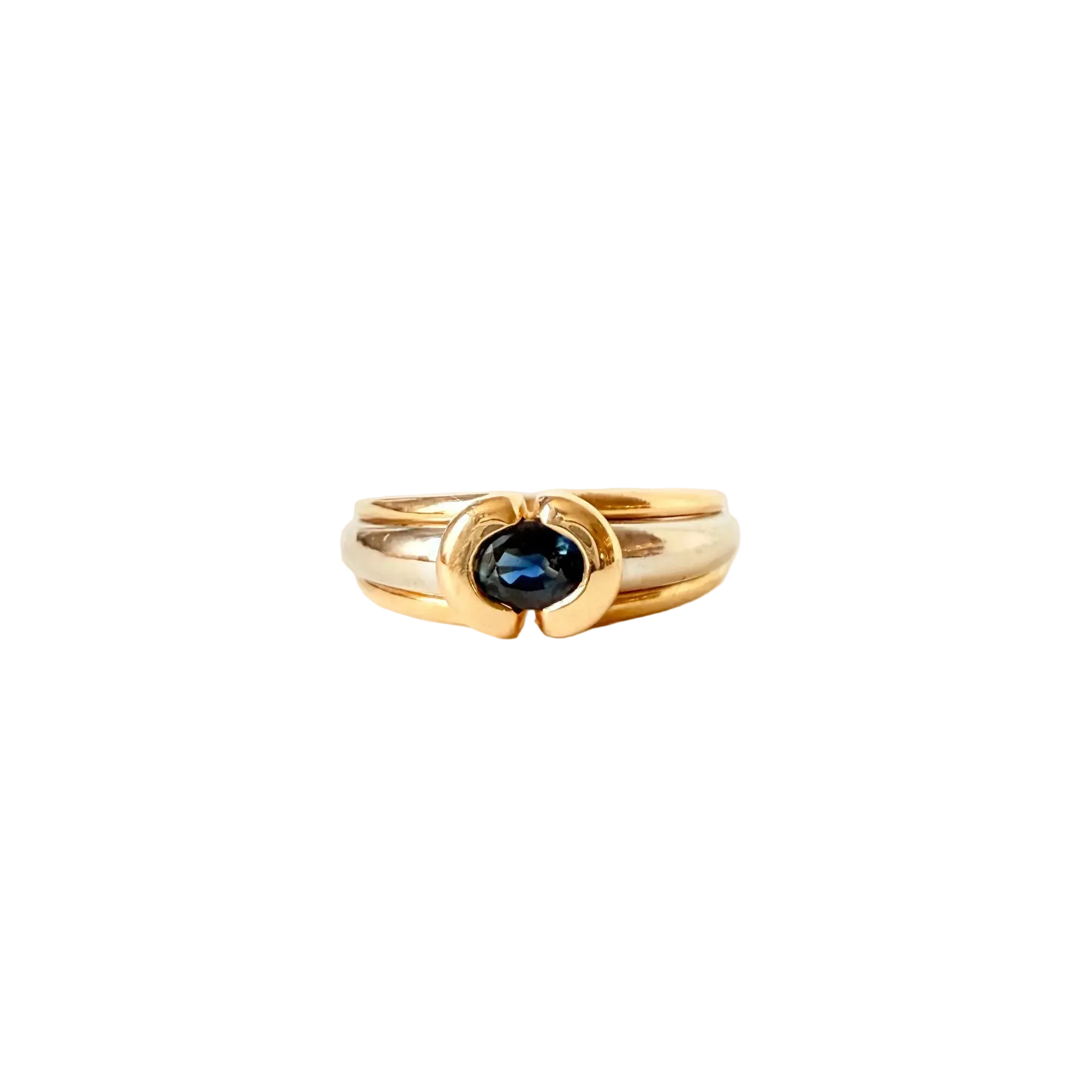 Bague deux ors et saphir｜Années 1990
