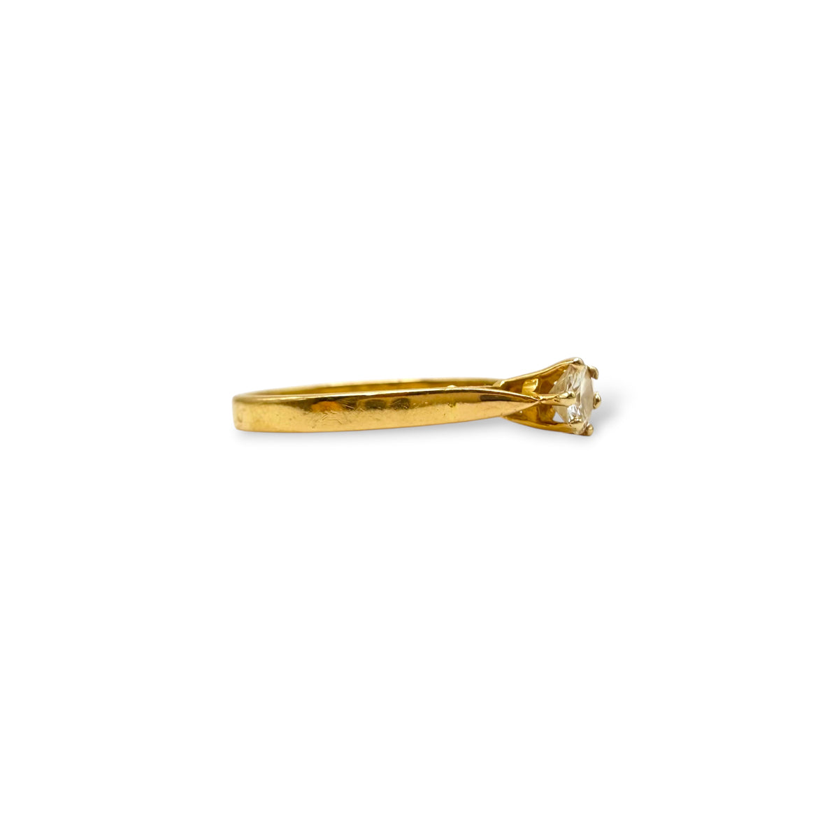 Bague de fiançailles solitaire en or jaune 18 carats, diamant de 0,20 carat et anneau fin, tour de doigt 52.