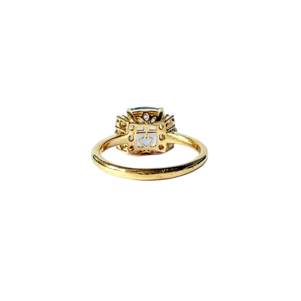 Bague en or jaune 18 carat, vue de la monture de dos 