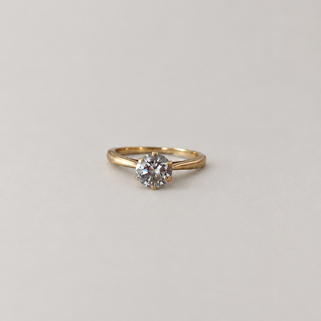 bague en or jaune solitaire diamant ancien