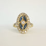 Bague marquise en or, diamant et saphirs art deco