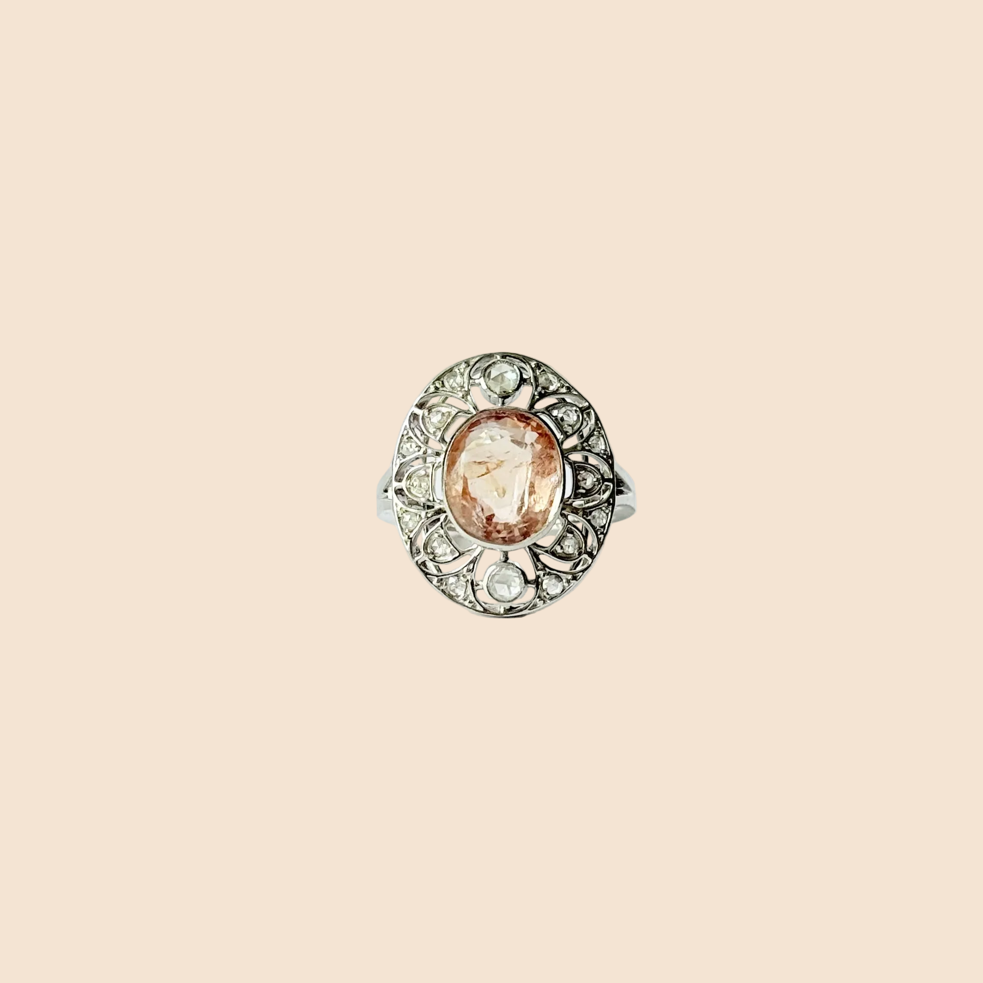 Bague marguerite saphir rose｜Style Belle Époque