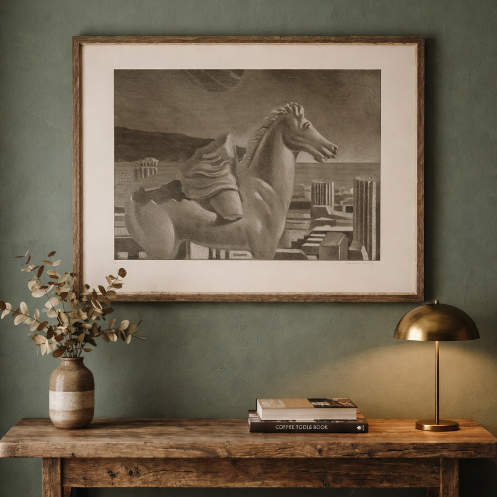 Estampe Cheval de Troie｜Sarandis Karavousis, années 1990