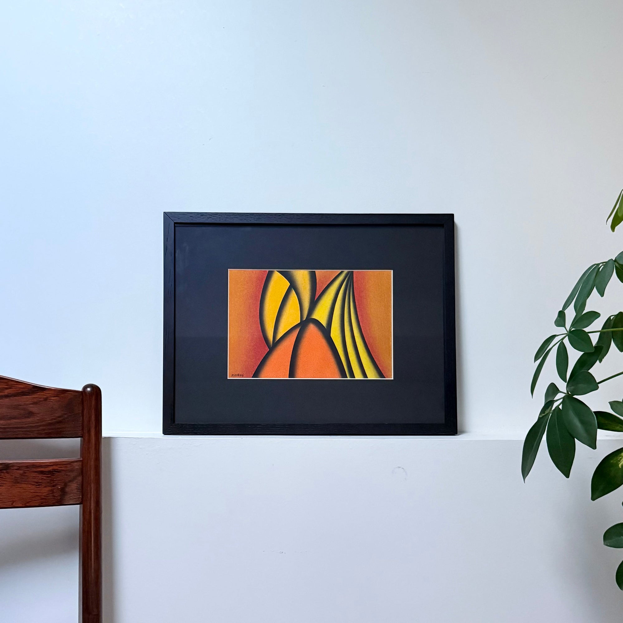 Dessin Abstraction jaune et orange｜Dordevic Miodrag, années 1960