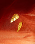 Puces d’oreilles feuille en or jaune｜XXe siècle