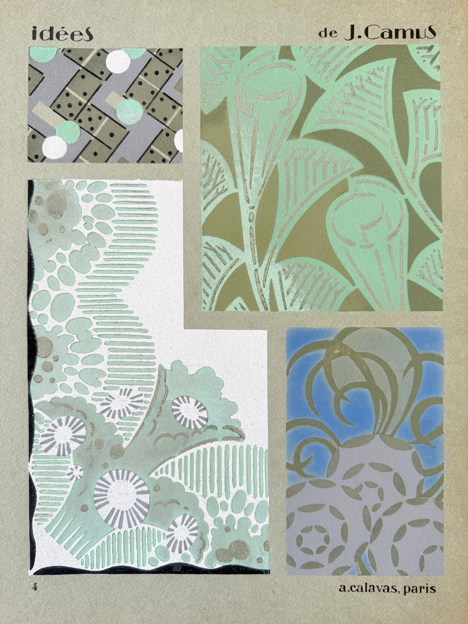 Gouache Art déco de Jacques Camus,  réalisé dans les années 1920 et édité par A. Calavas à Paris, œuvre colorée emblématique de l’Art déco, idéale pour collectionneur ou décoration d’intérieur raffinée.