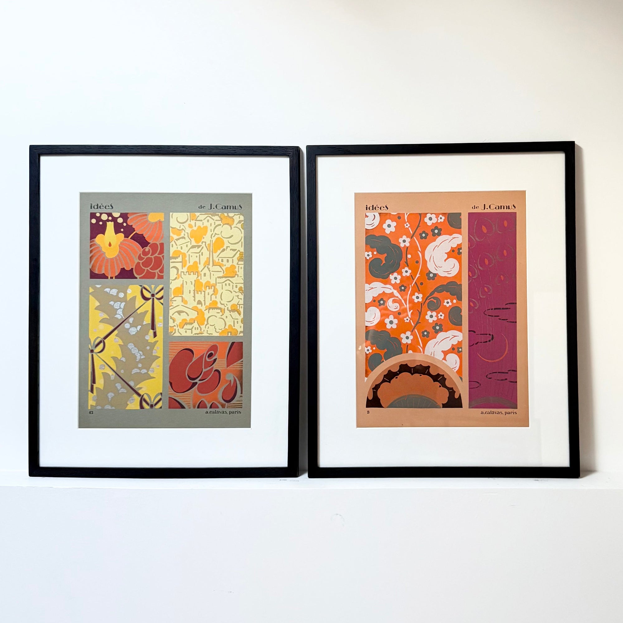 Gouache Art déco de Jacques Camus,  réalisé dans les années 1920 et édité par A. Calavas à Paris, œuvre colorée emblématique de l’Art déco, idéale pour collectionneur ou décoration d’intérieur raffinée.