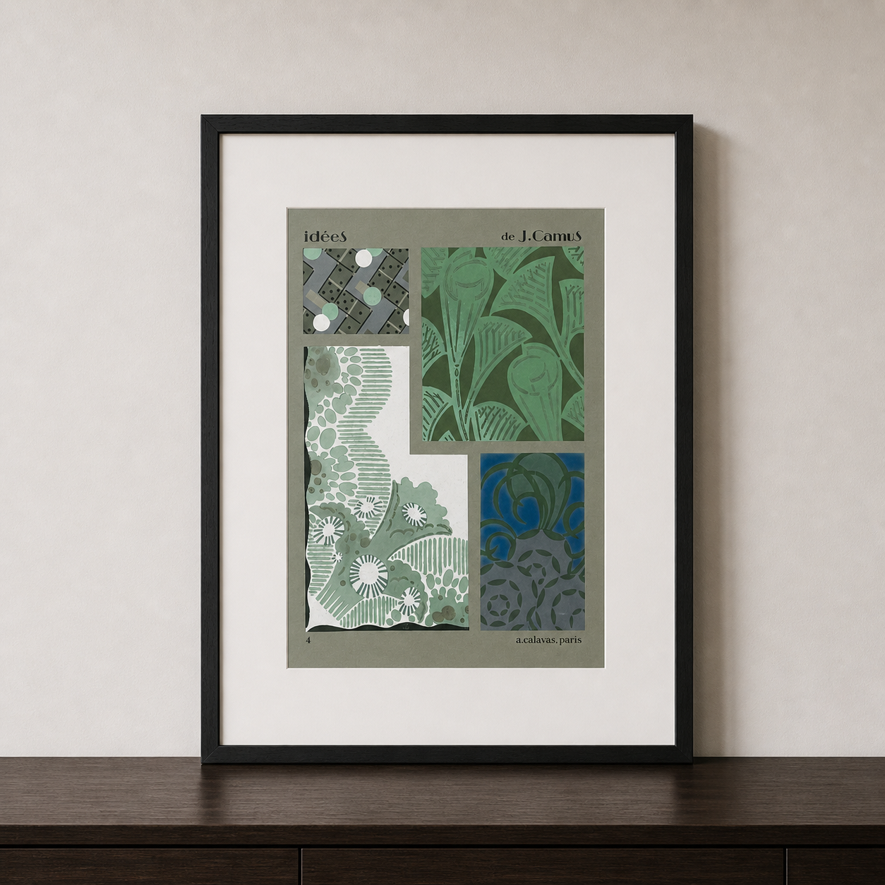 Gouache Art Déco Dés et Palmes｜Jacques Camus, 1922