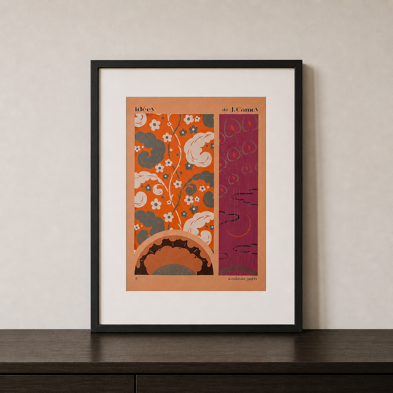 Gouache Art Déco Plumes et fleurs｜Jacques Camus, 1922