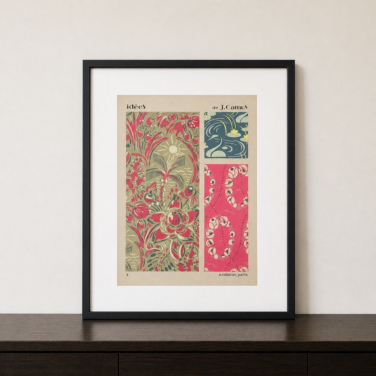 Gouache Art Déco Cygnes et palmeraie｜Jacques Camus, 1922
