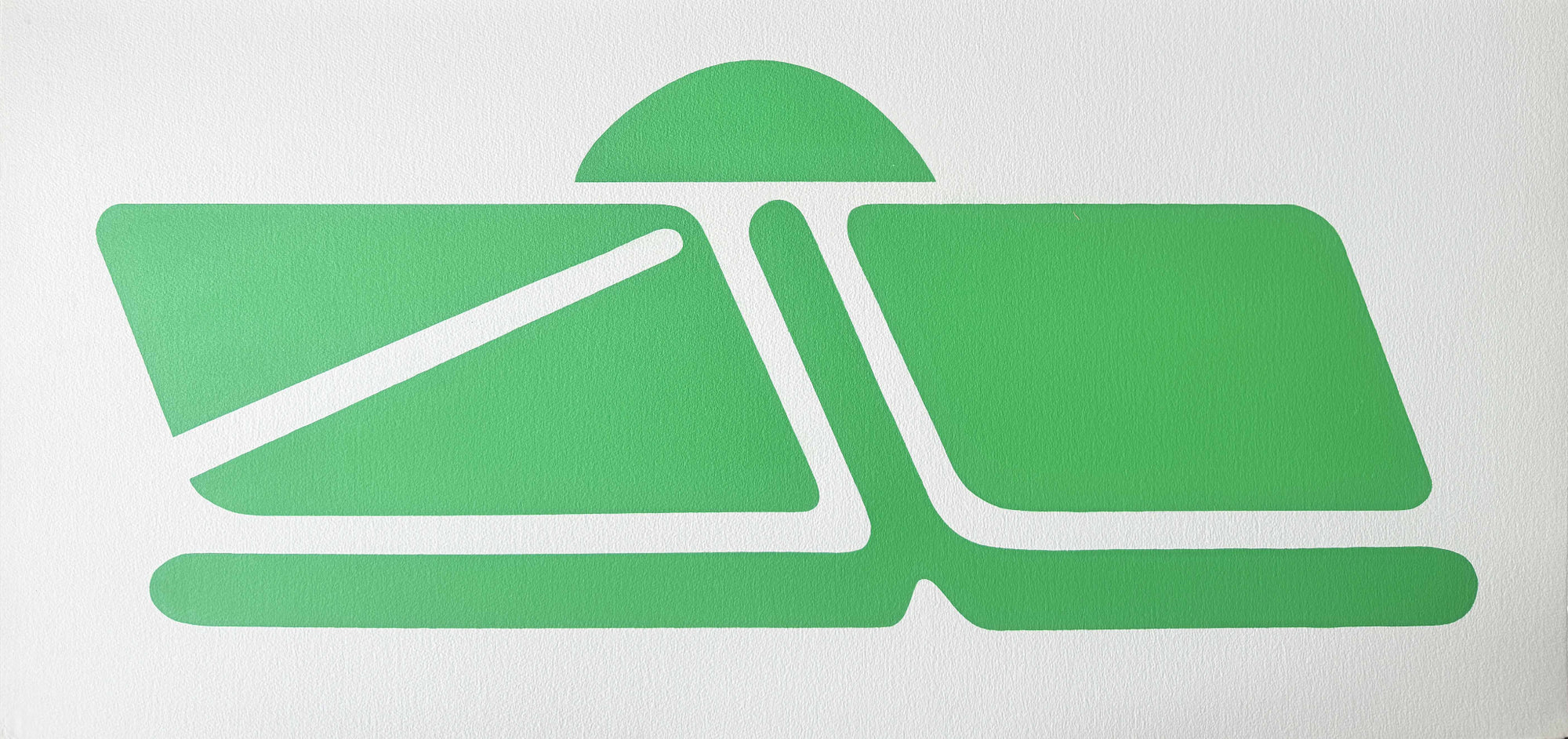 Pochoir abstrait géométrique de Jean Legros, œuvre d’art moderne aux formes structurées et couleurs vibrantes, encadrée pour collection d’art contemporain ou décoration d’intérieur.