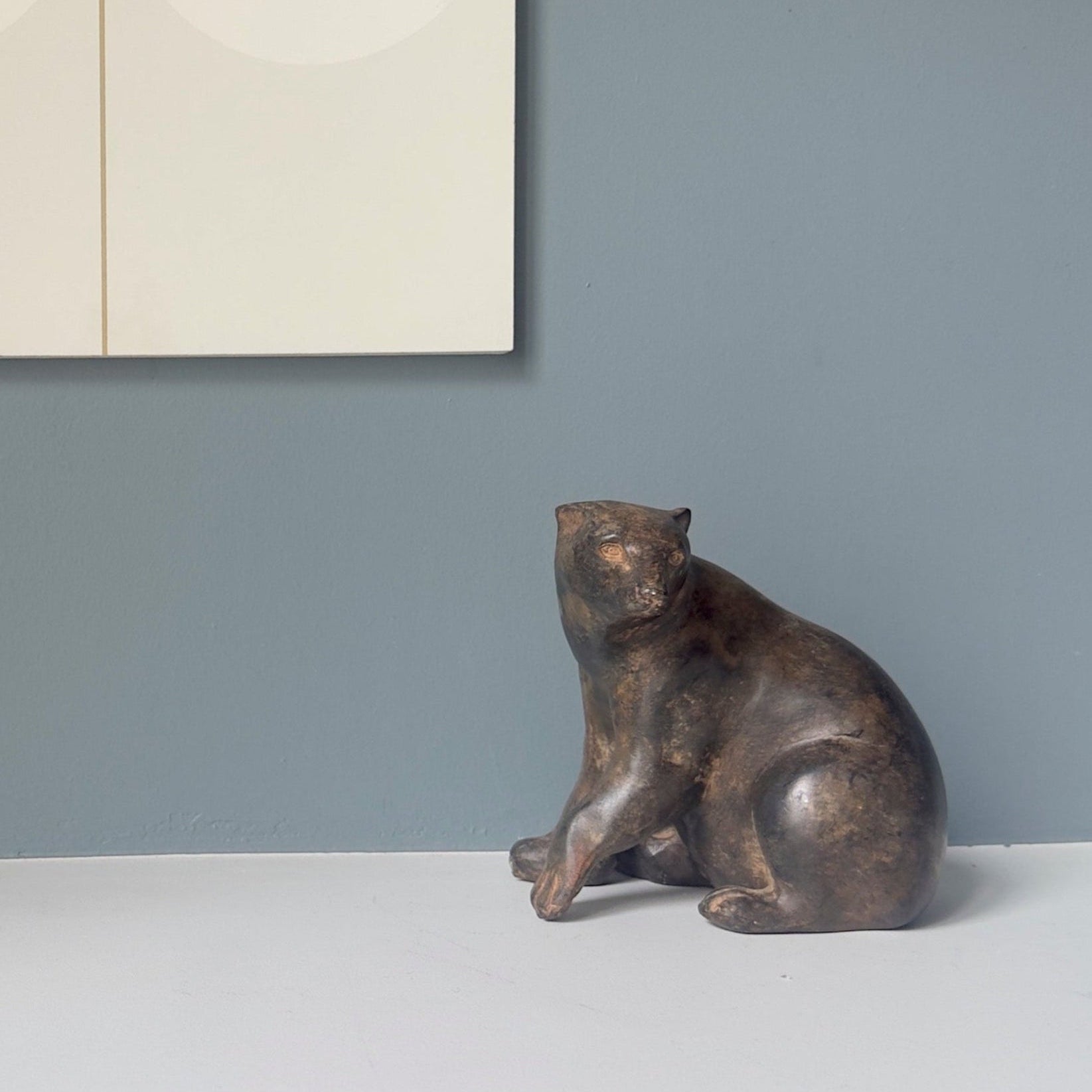 Ours en bronze patiné, sculpture animalière du XXe siècle 