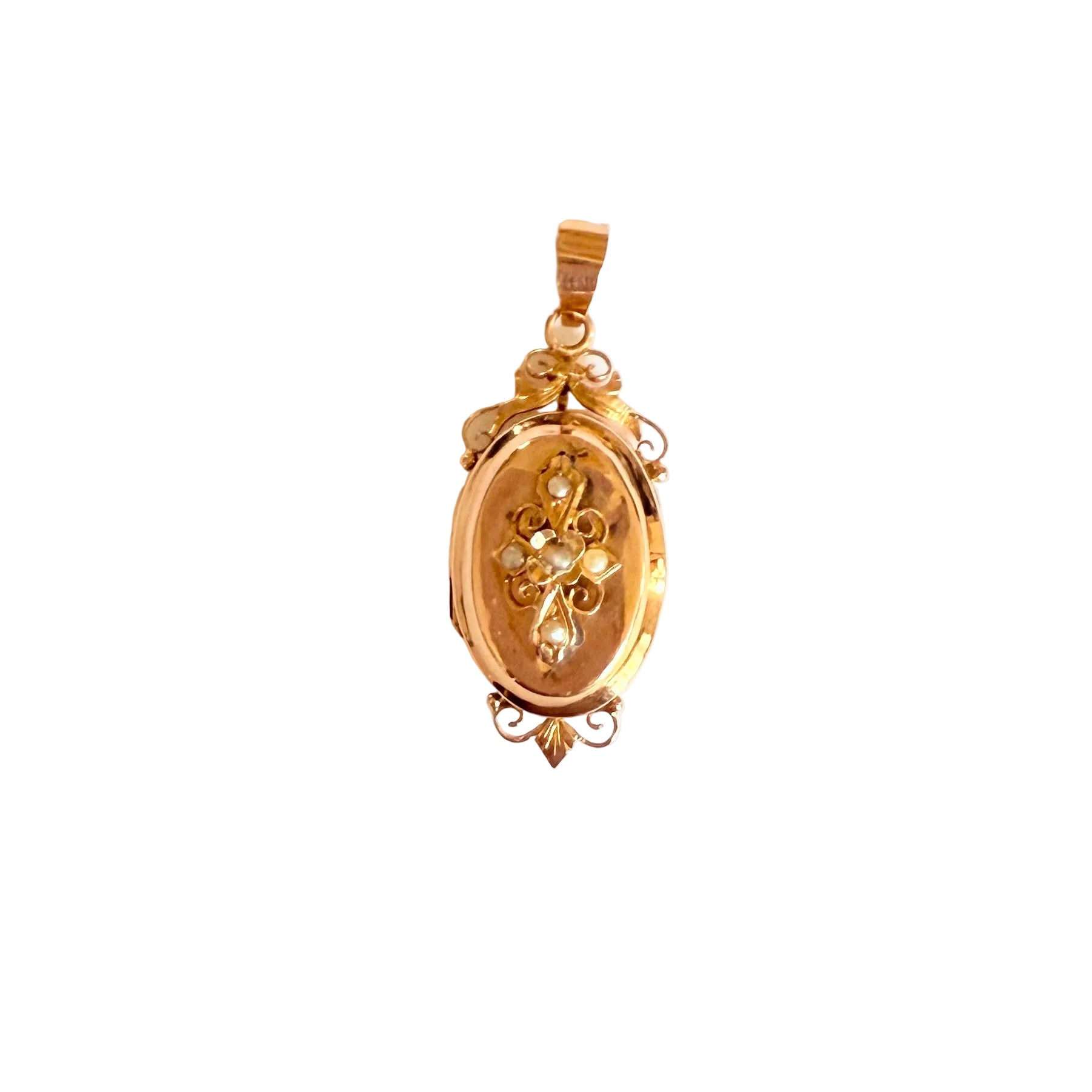 Pendentif porte-souvenir or rose｜Belle Epoque, vers 1880
