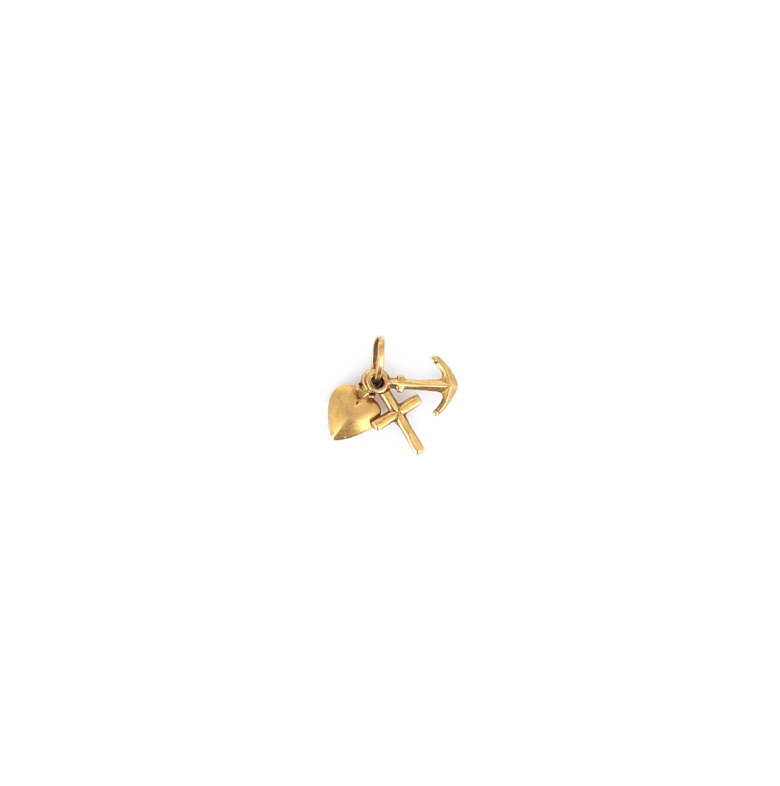 Pendentif Trois Vertus en or jaune 18 carats avec croix, ancre et cœur