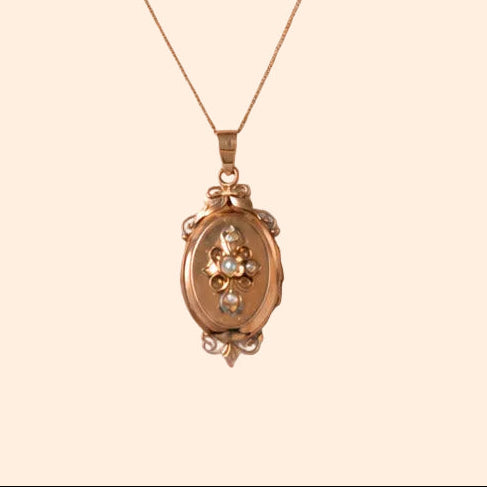 Pendentif porte-souvenir or rose｜Belle Epoque, vers 1880