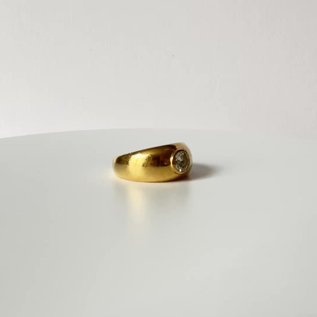 bague jonc ancienne or jaune et diamant serti clos