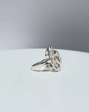 Bague marguerite saphir rose naturel｜Style Art déco
