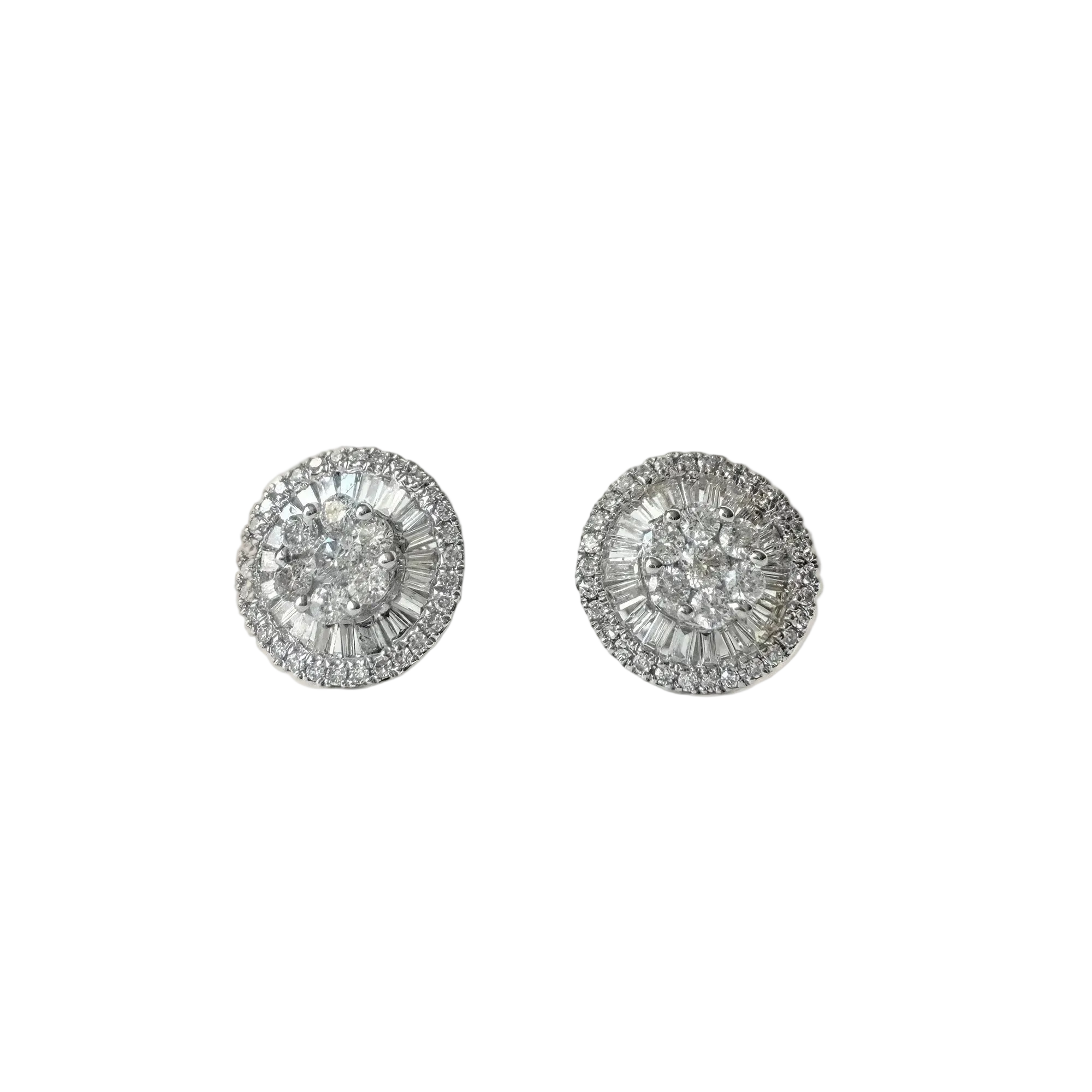 Puces d’oreilles diamants en or blanc｜Style Art déco