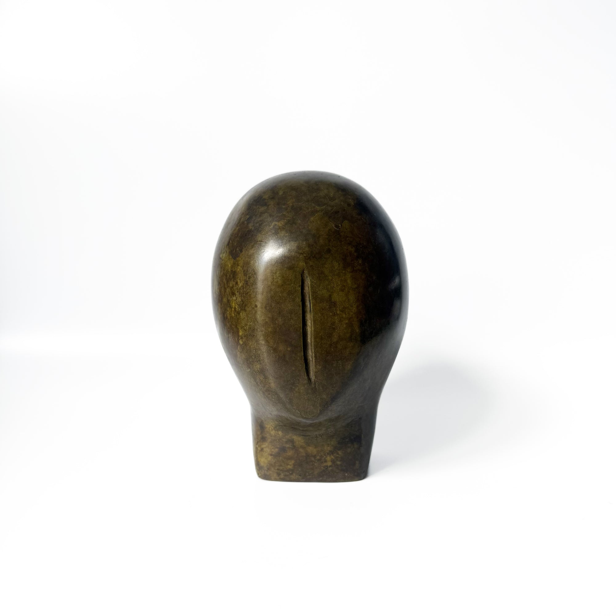Sculpture de tête en bronze, travail minimaliste du XXe siècle par Regina Falkenberg