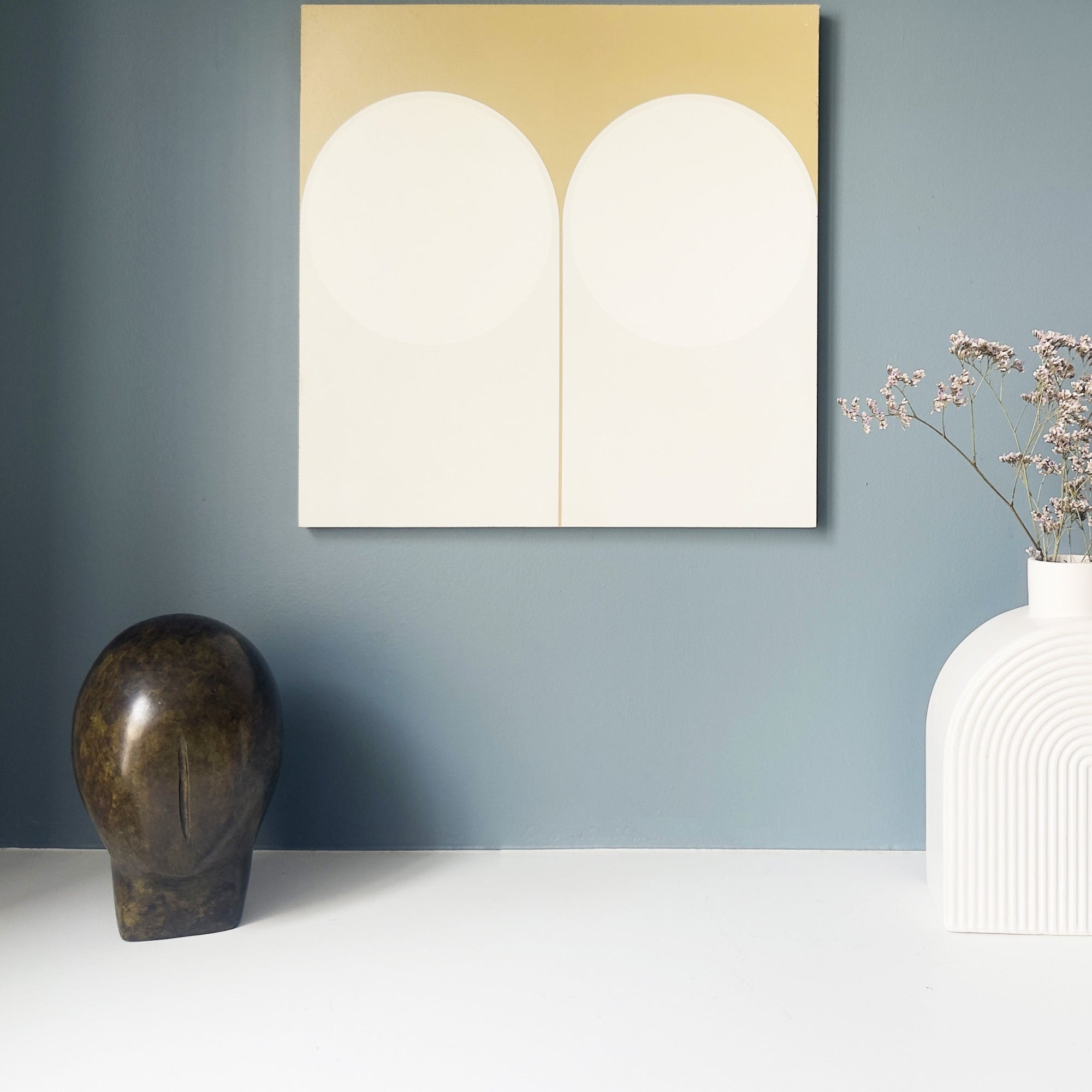 Sculpture de tête en bronze, travail minimaliste du XXe siècle par Regina Falkenberg