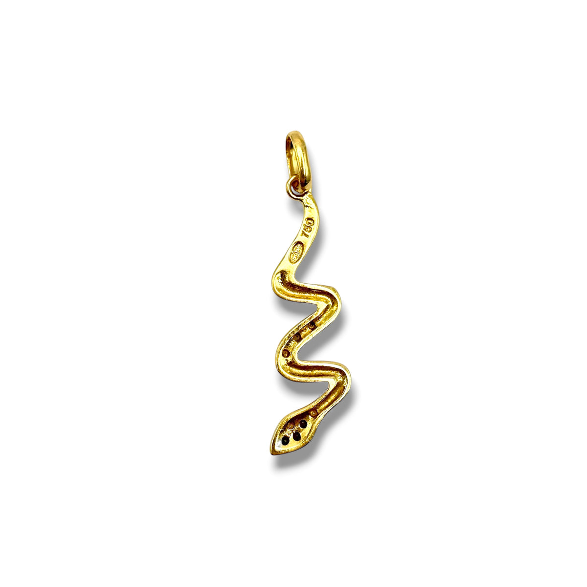 Pendentif en or jaune 18 carats et or blanc orné d'un travail brillanté et diamant, vue de dos.