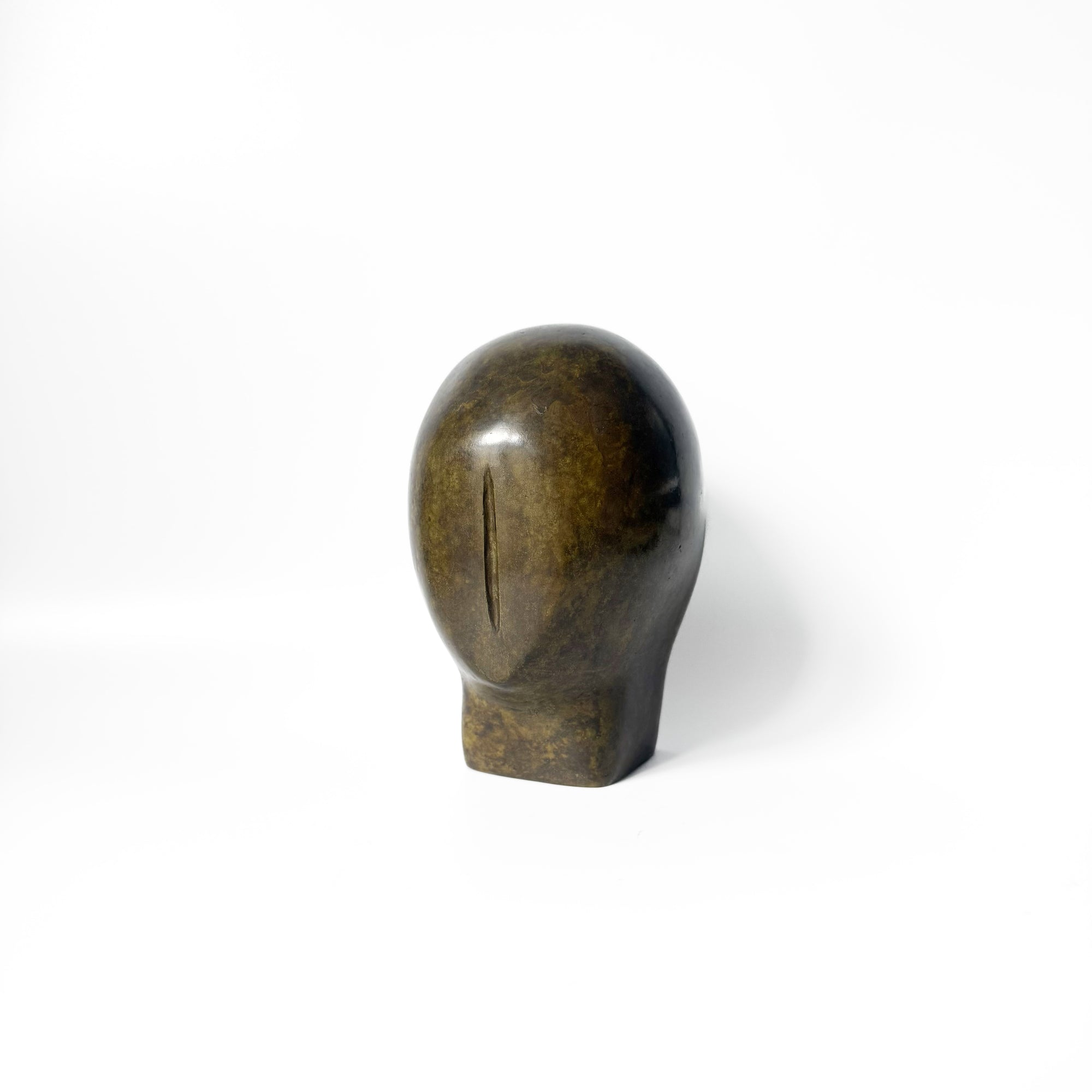 Sculpture de tête en bronze, travail minimaliste du XXe siècle par Regina Falkenberg