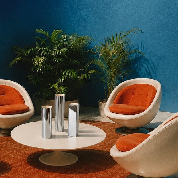 Vases Space Age en métal chromé, design des années 1970